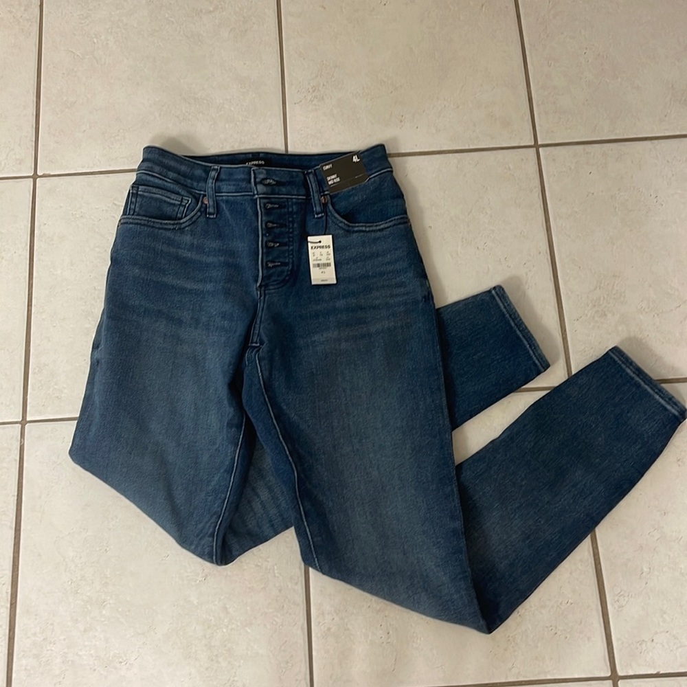 Express curvy skinny mid rise jeans 4 long